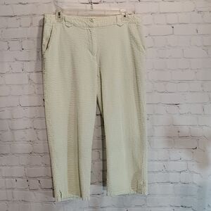 Villager green and white striped seersucker crops size 10